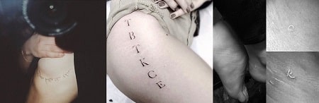 A picture of Three of Chloe's six tattoos.
